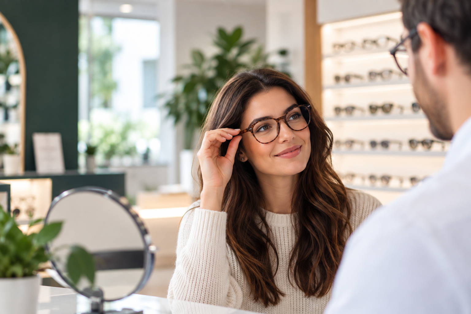 Modelo com óculos de sol Optical Mais